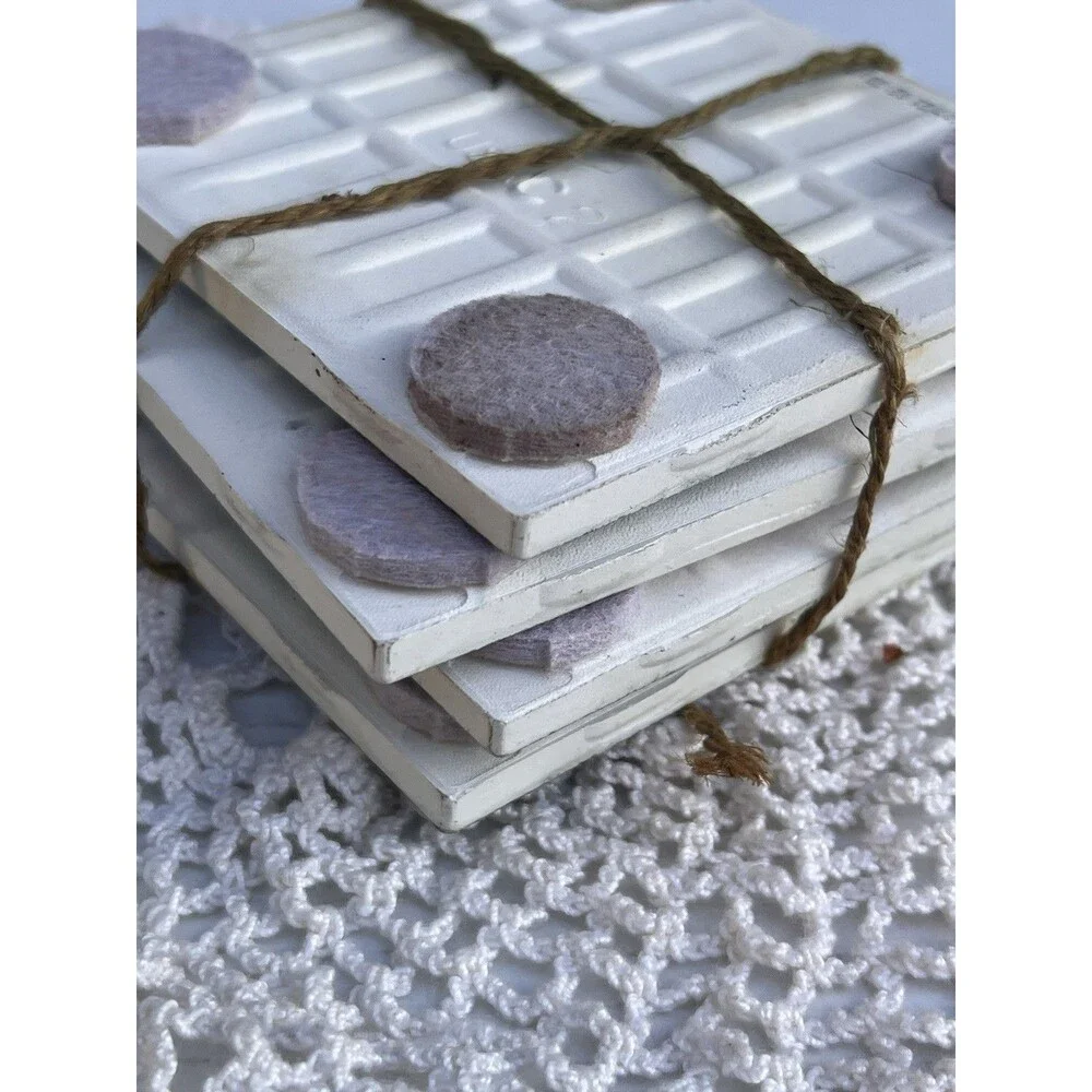 Handmade  Red Robin Coasters Set of 4 Ceramic Tile Coasters Cottagecore